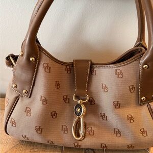 Vintage 90’s Dooney & Bourke logo canvas and leather brown handbag purse NWOT